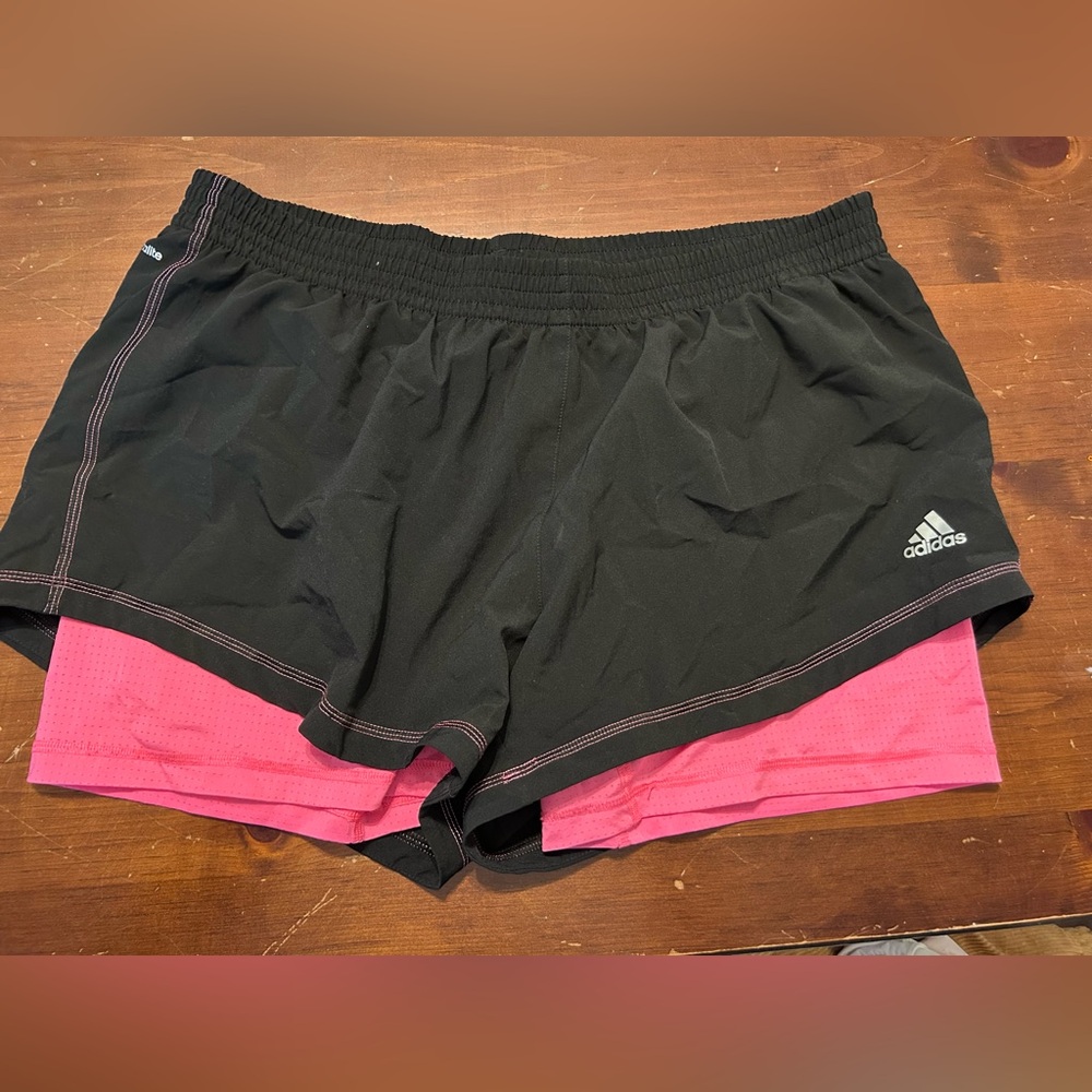 Adidas Women's Black and Pink Shorts